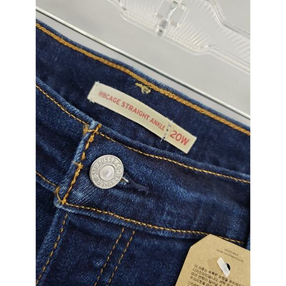 NEW Levis Ribcage Straight Ankle Jeans size 20W Dark Wash Distressed‎ - Picture 5 of 9
